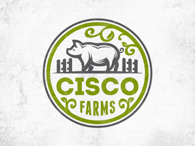 Pig Farms farm fresh logo pig pork rustic village