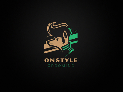 OnStyle animal barber branding character design disco dog grooming hair hipster logo mascot neon pet pop sport star style vector wolf