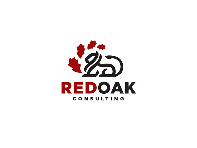 Red Oak animal branding business cat design heraldic king leaf lion logo luxury mascot modern oak red royal sport tiger tree vector