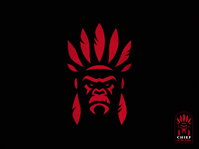 Chief angry animal ape branding chief fitness gorilla indian king kong logo mascot monkey predator serious sport strong team tribe vector