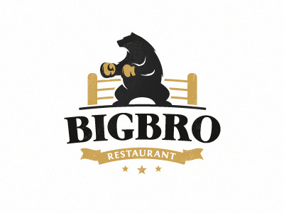 BigBro animal bar bear boxer boxing fighter logo pub restaurant retro sport wild