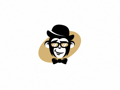 Monkey bow tie chimp cool gentleman hat hipster logo mascot mister monkey rich