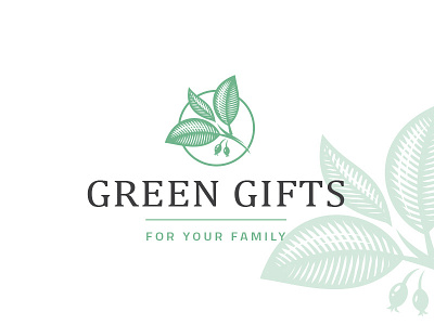 Green Gifts agriculture brewery cider distillery engraving green leaf logo tree vegetable vintage winery