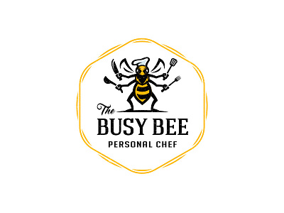 The Busy Bee bee buzz chef cook food honey hornet kitchen logo mascot yellow