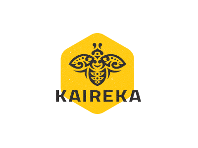 Kaireka bee buzz honey honeycomb logo maori native primal yellow