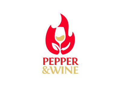 Pepper And Wine branding design fire food grill hot logo pepper restaurant wine winery