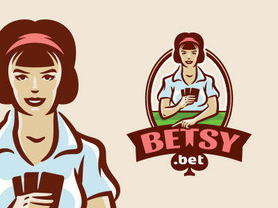 Betsy.Bet bet card casino character classic girl logo mascot pinup retro vintage woman