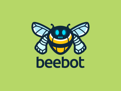 Beebot app bee bot cartoon character energy honey hornet logo mascot power robot