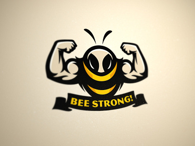 Bee Strong animal athlete bee bodybuilding buzz cartoon esport farm fitness honey hornet icon logo mascot muscle nature sport team wild