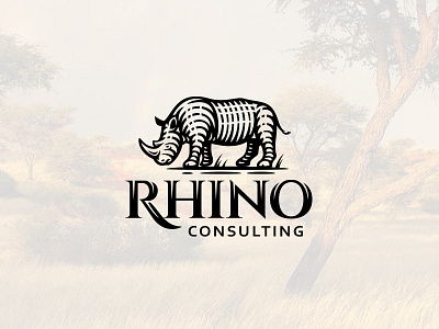 Rhino africa animal branding design engraving horn illustration label logo mascot nature old rhino rhinoceros safari savannah team vintage wild zoo