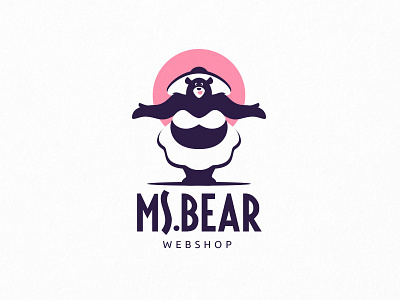 Ms Bear animal bear cartoon clothing design fashion hat lady logo mascot miss pink shop wild