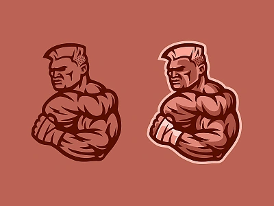 Fighter athlete bicep bodybuilder boxing design fighter fitness illustration logo martial arts mascot mma muscle power sport strength team