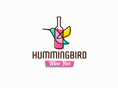 Hummingbird animal bar bird bottle bright cartoon colorful fly food honey hummingbird line logo mascot sign simple sweet taste wine wings