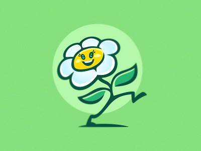 Flower Run cartoon character comic design flower funny garden green happy illustration kids leaf logo mascot plant run smile sun toy vector