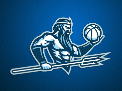 Poseidon athlete beard esport fitness god greek illustration logo mascot muscle ocean poseidon sea sport storm strength team trident