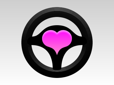 Miss Car Steering Wheel 3d car heart illustration logo pink round steering wheel