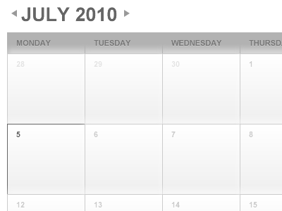 July application calendar interface silver