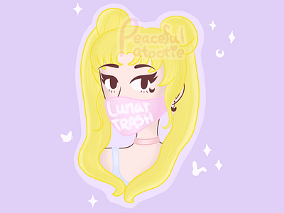 Sailor Moon - Lunar Trash (Sticker Concept) acrylic acrylic charm aesthetic aesthetics anime branding bunny computer art concept art design fashion fashion art huion illustration inspired moon pastel sailor moon sailormoon usagi tsukino