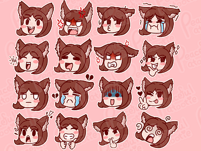 LINE APP Emote Sticker (Mock Up) aesthetic aesthetics anime branding computer art design dog girl emoji emoji set emojis huion illustration inspired logo mobile mobile app pastel sticker art sticker design vector