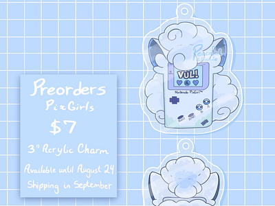 Alolan Vulpix Gameboy Acrylic Charm Design