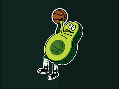 Downtown Avos 3 pointer avocados baller basketball logo clink room fun illustrations sports branding sports design sports logo