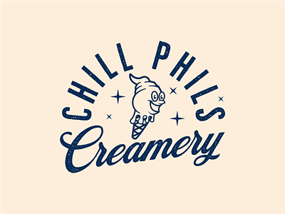 Creamery Logo branding craft ice cream creamery ice cream ice cream cone illustration logo mascotlogo stars vintage