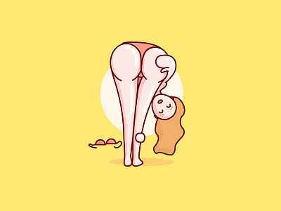 Girl ass beach cartoon doodle fun girl illustration nude topless yellow