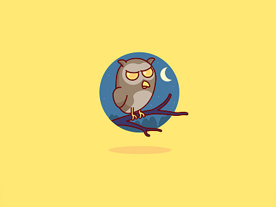 Night owl cartoon doodle fun geometrick illustration night owl stickers yellow