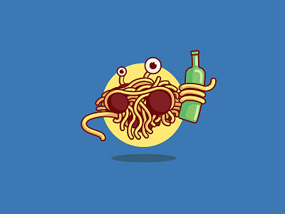 Flying Spaghetti Monster blue cartoon doodle flying fun monster ramen spaghetti stickers wine