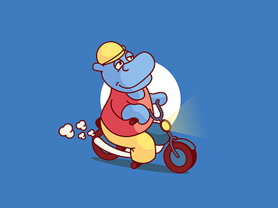 Hippo bike blue doodle fun hippo illustration kinder stickers surprise