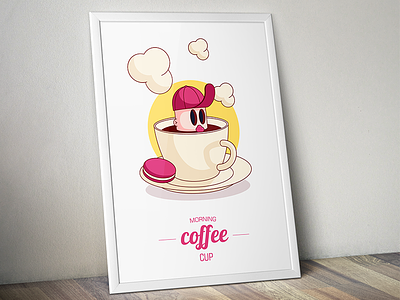 Poster "Morning coffee cup" cartoon character coffee cup doodle dude fun illustration morning poster prin