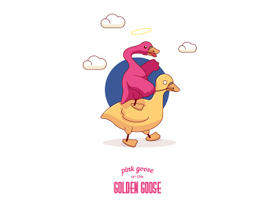 Golden goose cartoon doodle fun golden goose illustration pink vector
