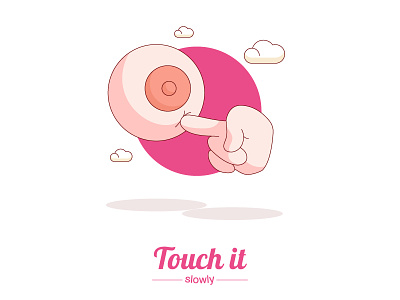 Touch it slowly boobs breast cartoon doodle finger illustration tits touch vector