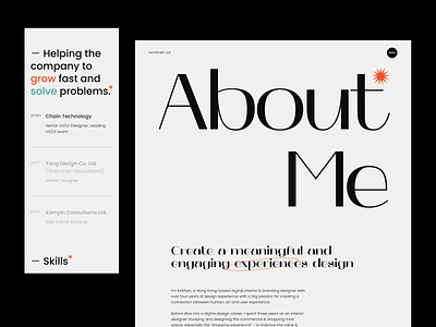 Personal website - About page brand identity branding design flat illustration logo minimal personal portfolo typography ui web website