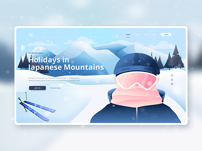 Ski club landing page branding flat illustration japan minimal ui web web design website