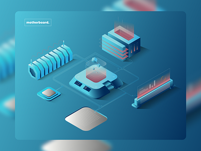 Motherboard brand design branding flat illustration isometric isometric illustration minimal motherboard vector