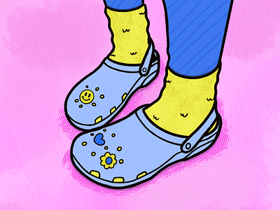 Day 16 — Cozy art cozy crocs design fuzzy socks illustration procreate