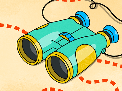 Day 20 — Adventure 🗺 adventure binoculars design illustration map procreate treasure