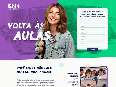 Landing Page - KNN Volta às Aulas desktop english form landing page language school web