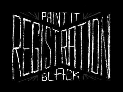Registration Black hand type typography
