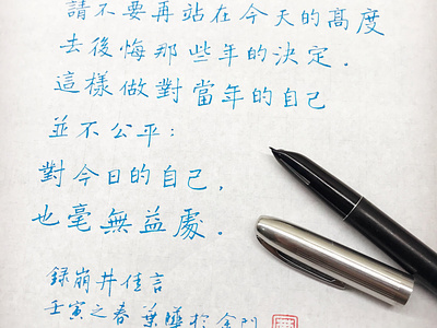 接納自己的過去｜楷書 chinese calligraphy 手書き文字 漢字 필기한자