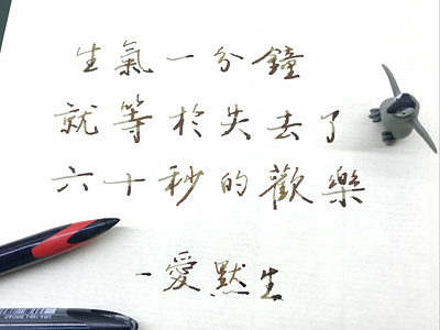 生氣｜左手寫字 chinese calligraphy 手書き文字 漢字 필기한자