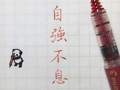自強不息｜楷書 chinese calligraphy 手書き文字 漢字 필기한자