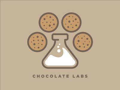 Chocolate Labs bakery brand design brand identity branding chemistry chocolate chocolate chip chocolate lab cookie design dog food illustration logo milk science vector