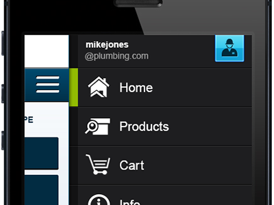 Mobile Site Menu cart home indicator info menu minimal mobile products reveal selected site slide