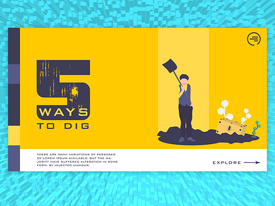 5 Ways To Dig - Minimal Layout Design adobe adobexd dig digital art digital illustration doodle illustrator iot minimal design photoshop userexperience userinterface web website builder website design yellow