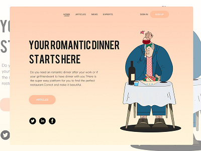 romantic dinner illustration ui web
