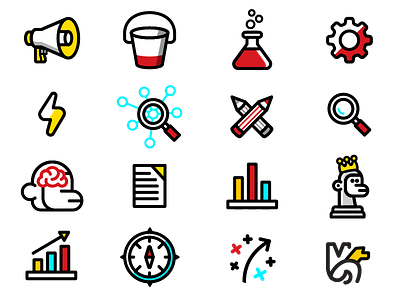 Monkey Bucket Icons branding design icon icons illustration logo monoline monowidth strategy