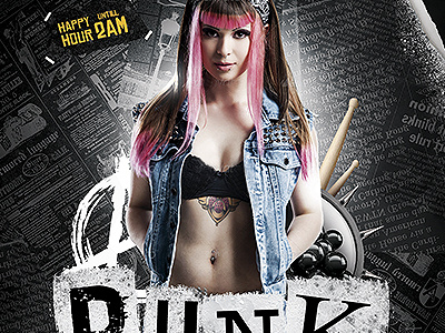 Punk Night anarchy drim flyer grunge music old punk retro rock template vintage