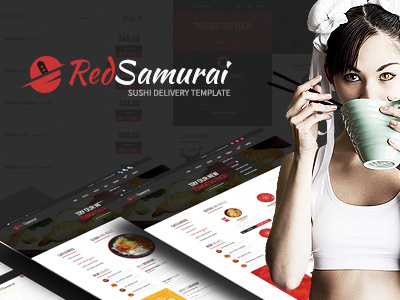 Red Samurai HTML Template asian food html professional red responsive restaurant samurai sushi template ui web